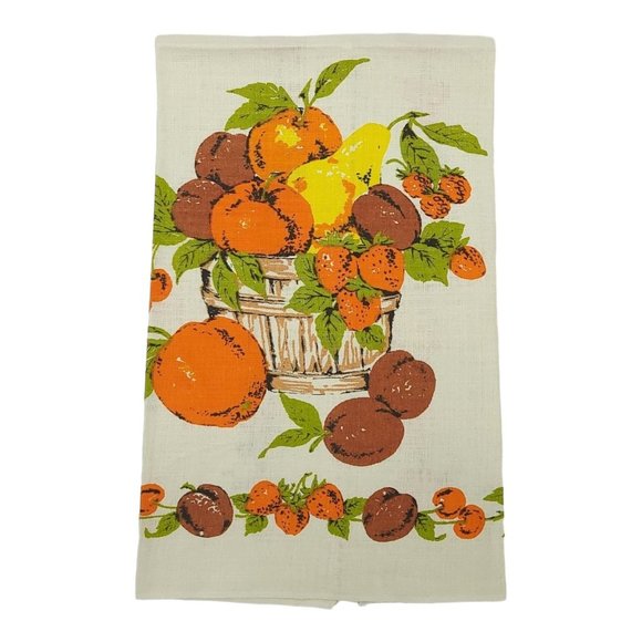 Belcrest Prints Tea Towel Fruit Bowl Pears Apple Strawberries Linen NOS Lot of 4 - Picture 6 of 9